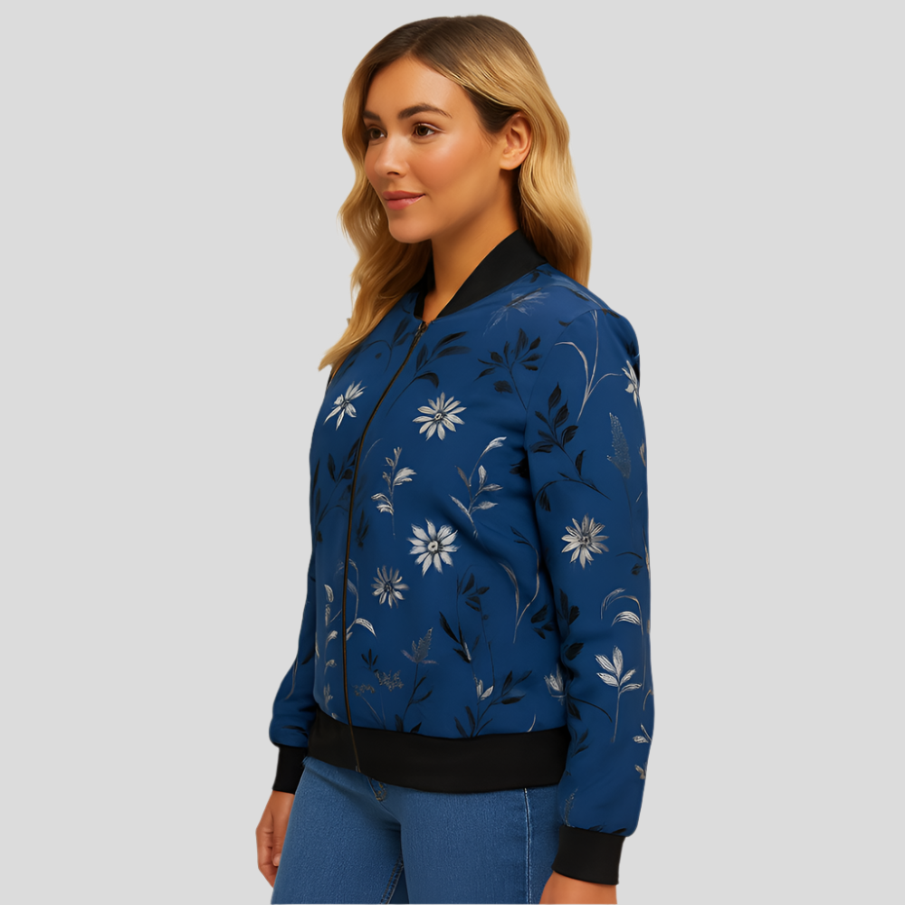 Veste Pilote Fleuri Clotilde – Veste Femme Légère avec Imprimé
