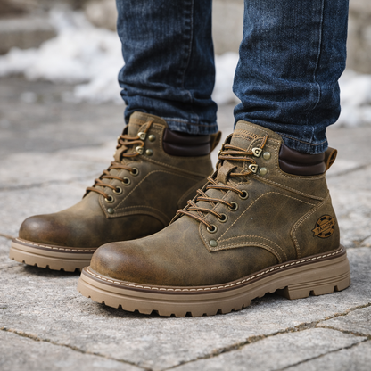 Bottes de travail lacées en cuir véritable imperméables – Aito