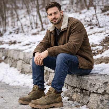 Bottes de travail lacées en cuir véritable imperméables – Aito