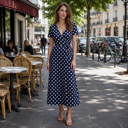 Robe Midi Femme | Pois, Lien Taille | Style Fluide Décontracté