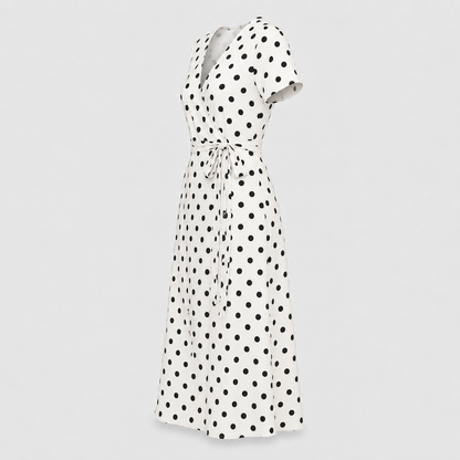 Robe Midi Femme | Pois, Lien Taille | Style Fluide Décontracté