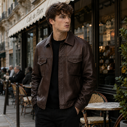 Veste Cuir Homme – Élégance Urbaine et Charisme Assuré