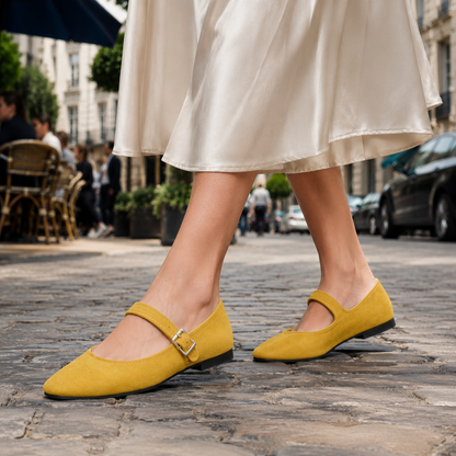 Ballet Flats for Women | Suede | Adjustable Strap, Guaranteed Comfort