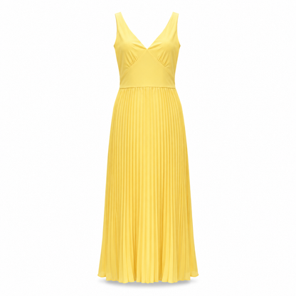 Robe de soirée maxi - ligne A plissée - décolleté V - élégante