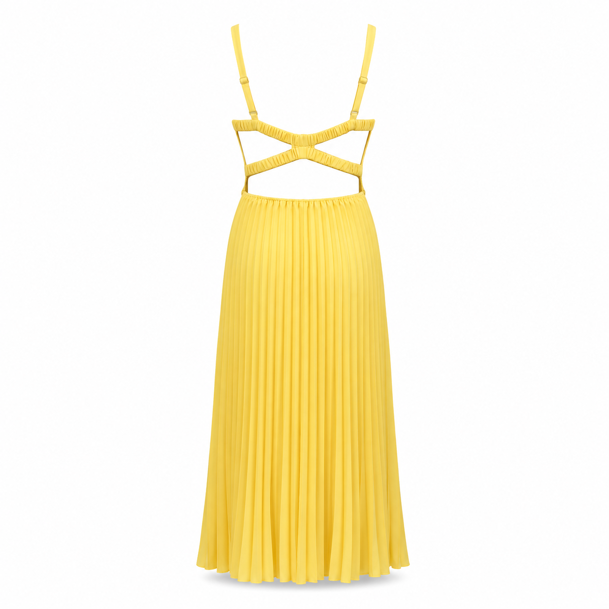 Maxi Evening Dress - A-Line Pleated - V-Neck - Elegant