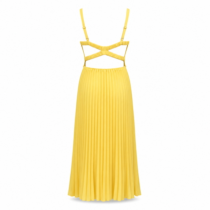 Robe de soirée maxi - ligne A plissée - décolleté V - élégante