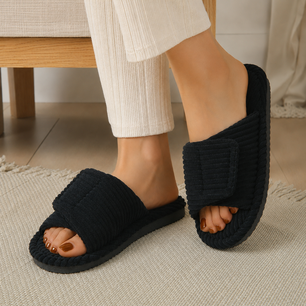 Pantoufles Orthopédiques Femme | Doublure Polaire | Fermeture Velcro