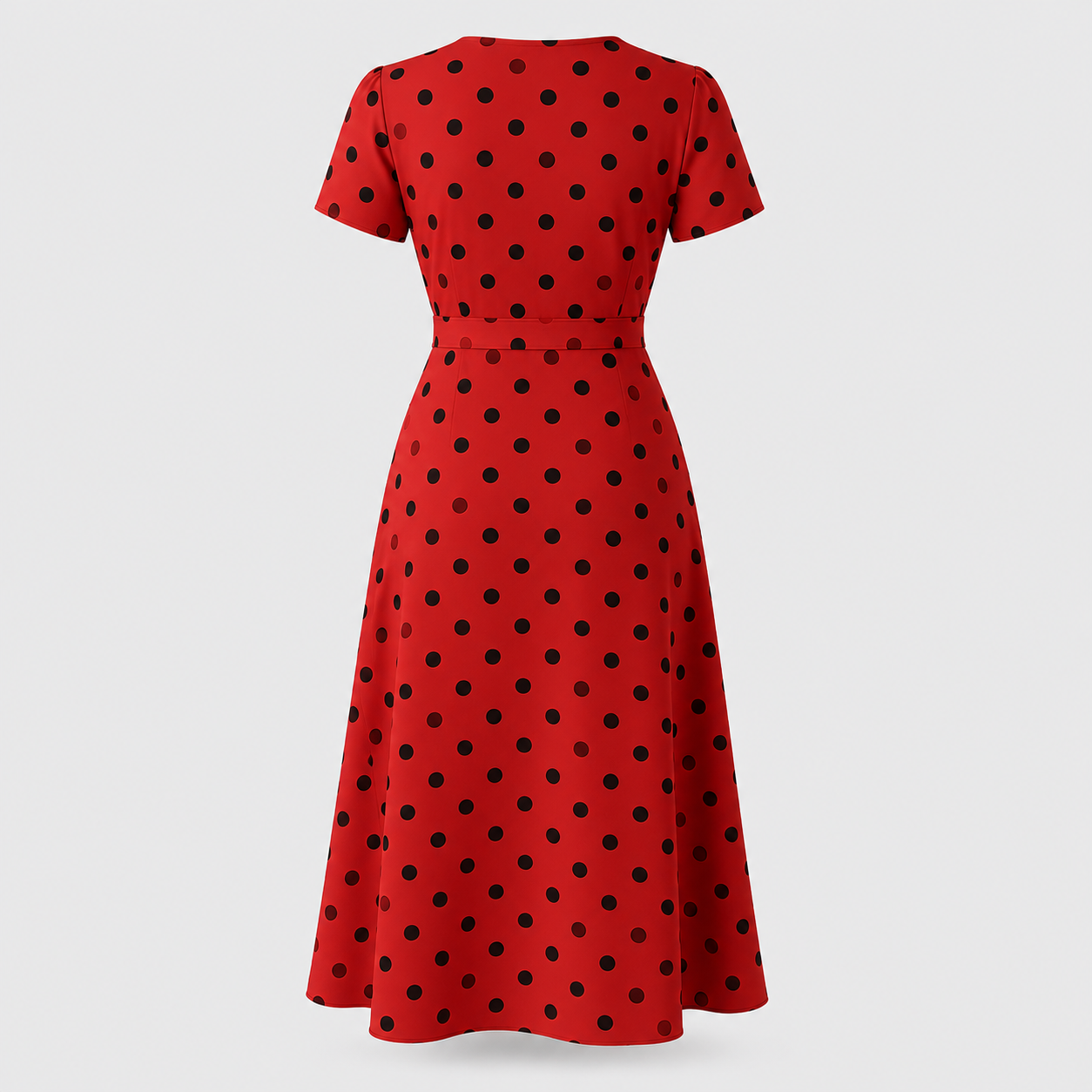 Robe à Pois | Robe Midi Casual avec Dentelle et Boutons