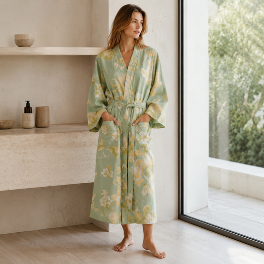 SereniLuxe – Peignoir Respirant et Élégant de Style Kimono pour un Maximum de Détente