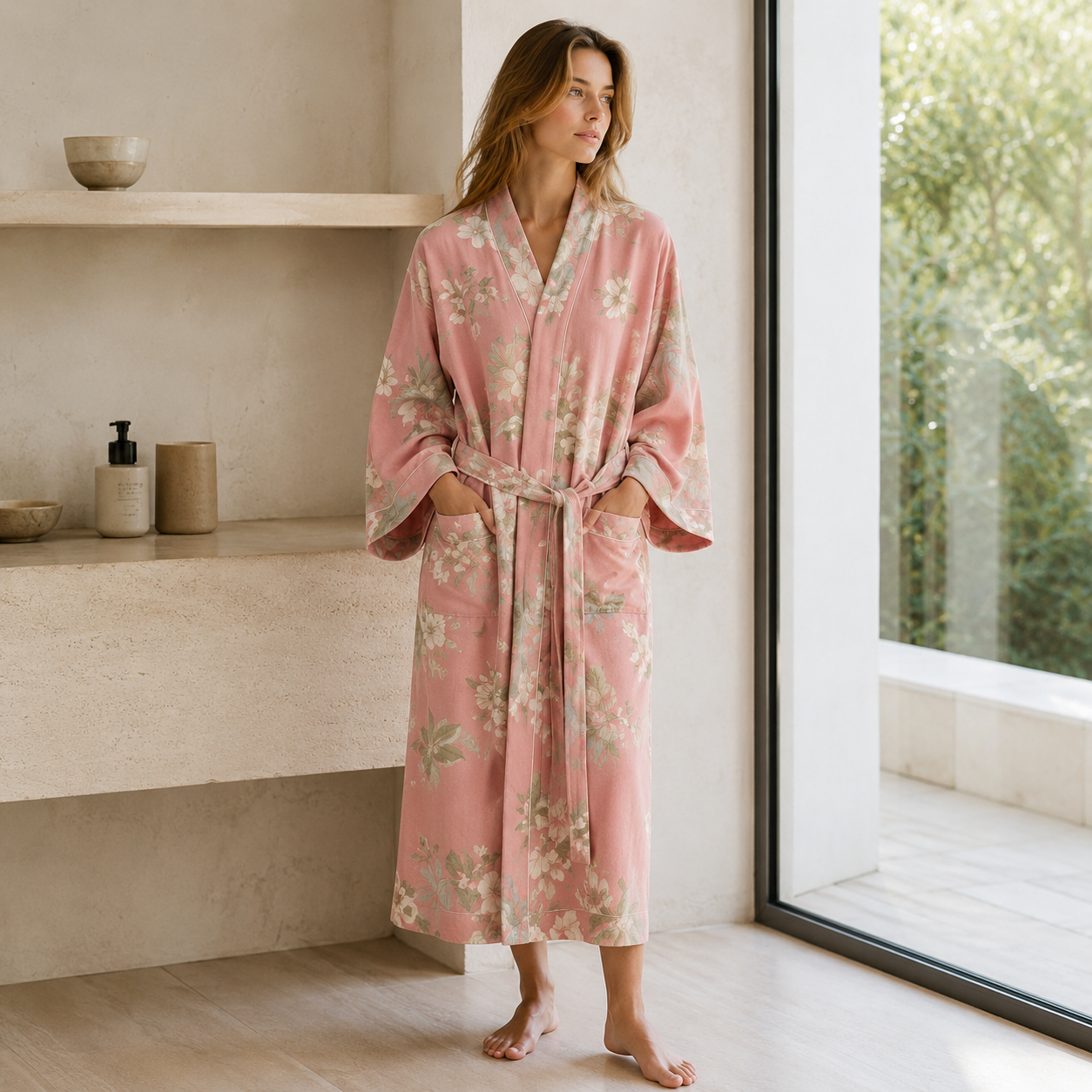 SereniLuxe – Peignoir Respirant et Élégant de Style Kimono pour un Maximum de Détente