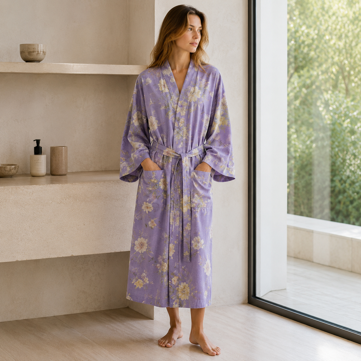 SereniLuxe – Peignoir Respirant et Élégant de Style Kimono pour un Maximum de Détente
