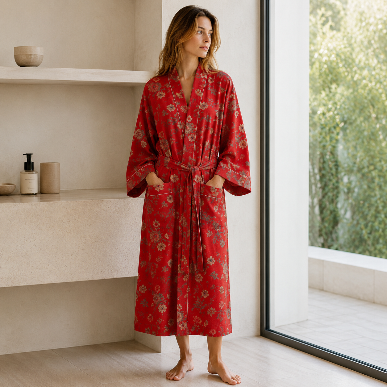 SereniLuxe – Peignoir Respirant et Élégant de Style Kimono pour un Maximum de Détente