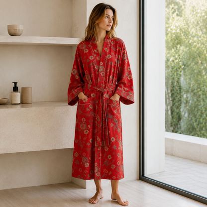 Peignoir Kimono Mousseline Coton 100% Respirant SereniLuxe