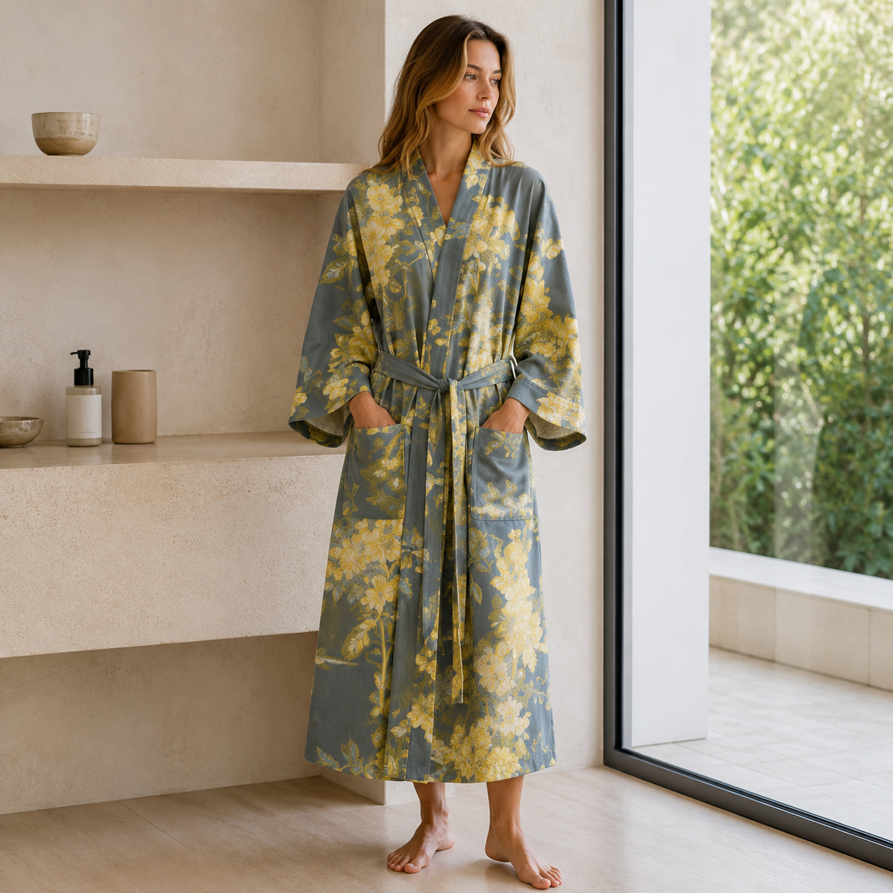 SereniLuxe – Peignoir Respirant et Élégant de Style Kimono pour un Maximum de Détente