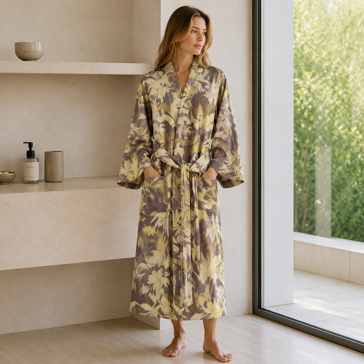 SereniLuxe – Peignoir Respirant et Élégant de Style Kimono pour un Maximum de Détente