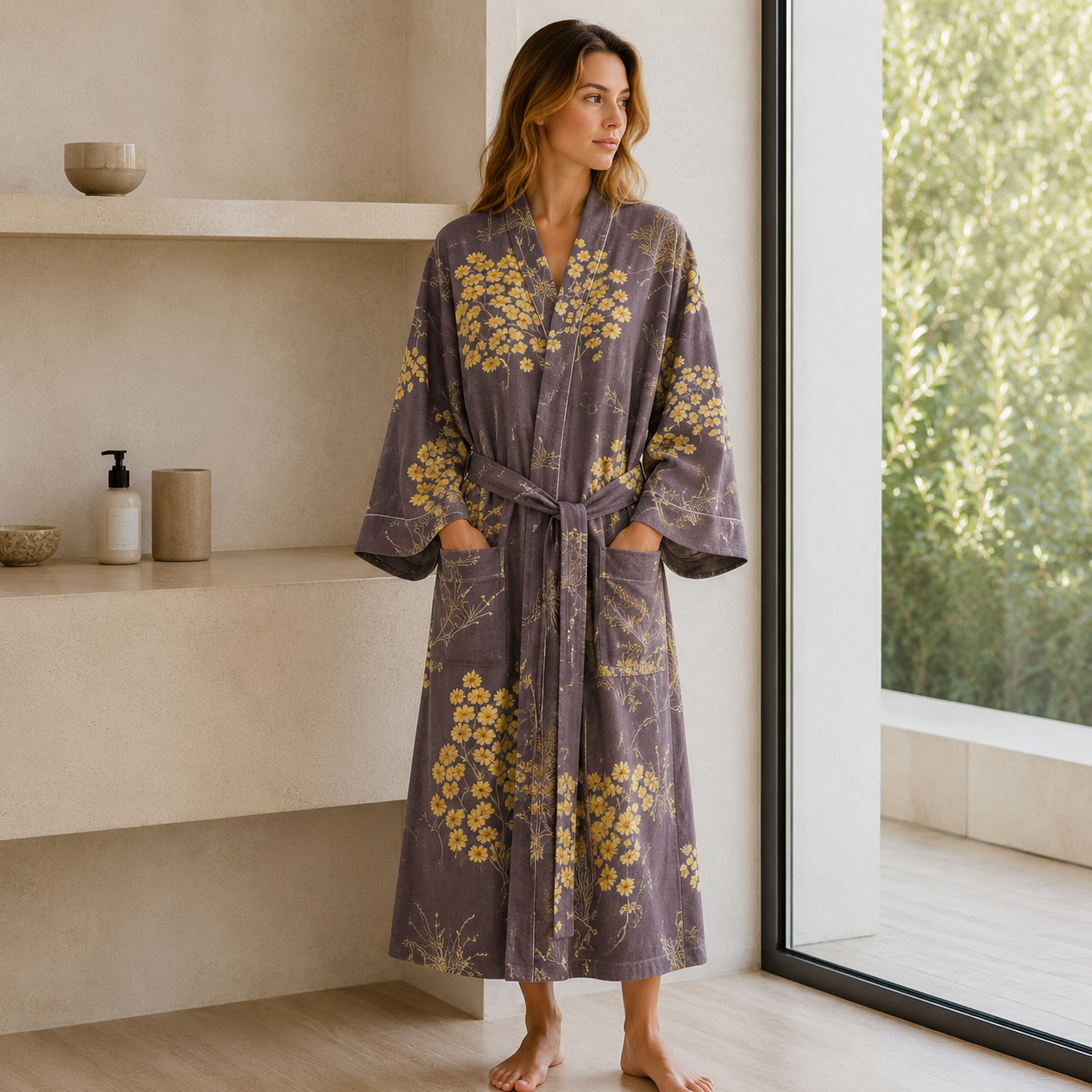 SereniLuxe – Peignoir Respirant et Élégant de Style Kimono pour un Maximum de Détente