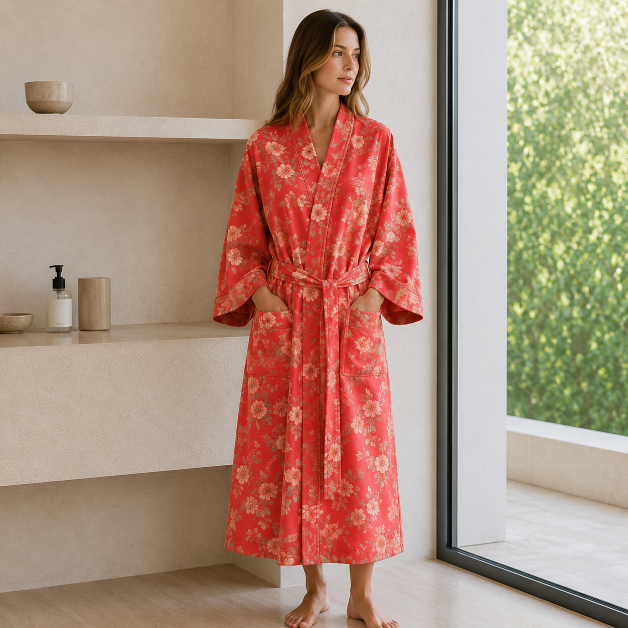 SereniLuxe – Peignoir Respirant et Élégant de Style Kimono pour un Maximum de Détente