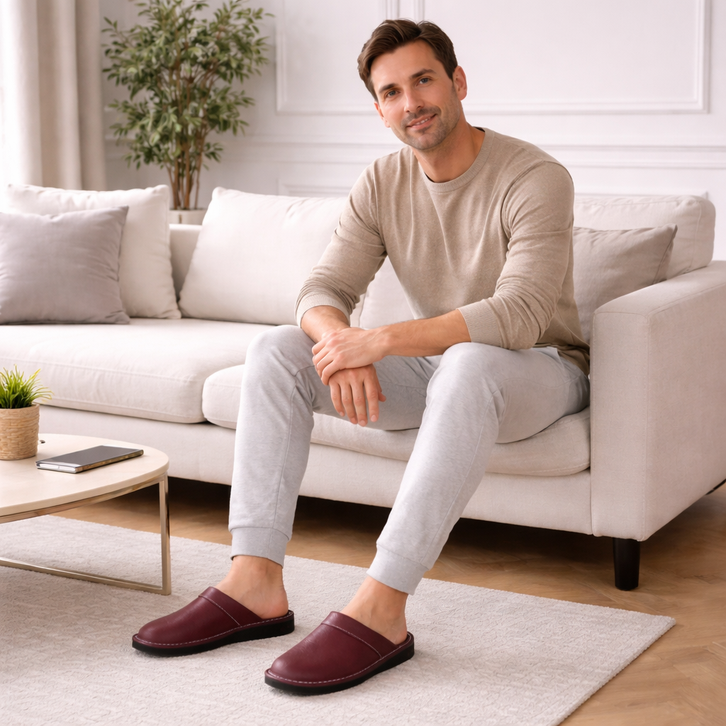 Pantoufles Cuir Homme | Enfiler Facile | Confort Intérieur
