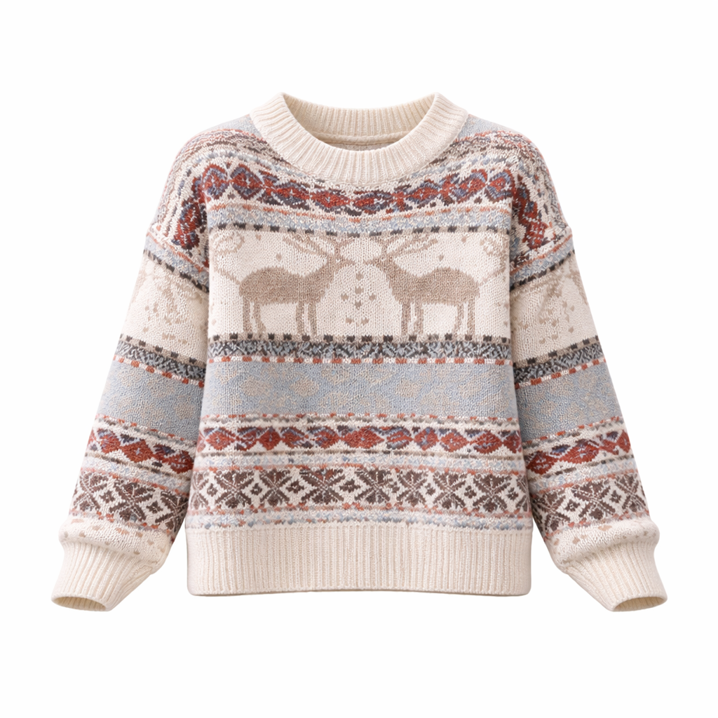 Pull Femme Noël | Design Renne | Tricot Douillet Hiver