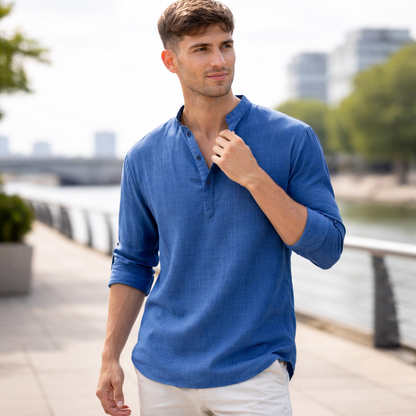 Chemise Henley Homme | Lin Léger Été Casual