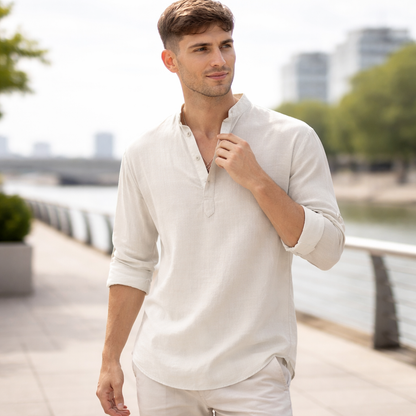 Chemise Henley Homme | Lin Léger Été Casual