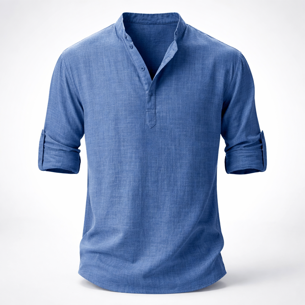 Chemise Henley Homme | Lin Léger Été Casual