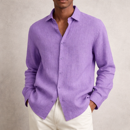 Chemise lin homme | Respirante, manches longues