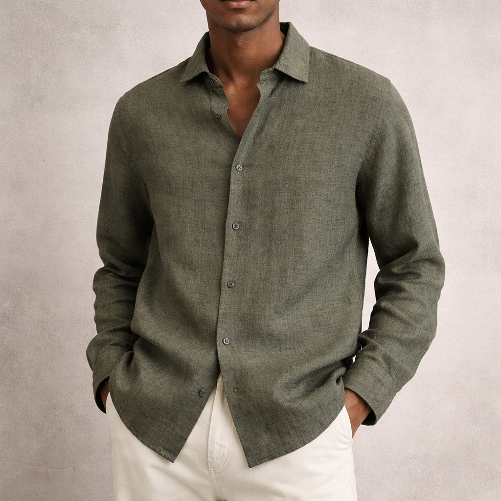 Chemise lin homme | Respirante, manches longues