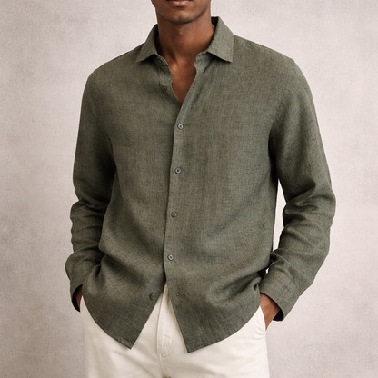 Chemise lin homme | Respirante, manches longues
