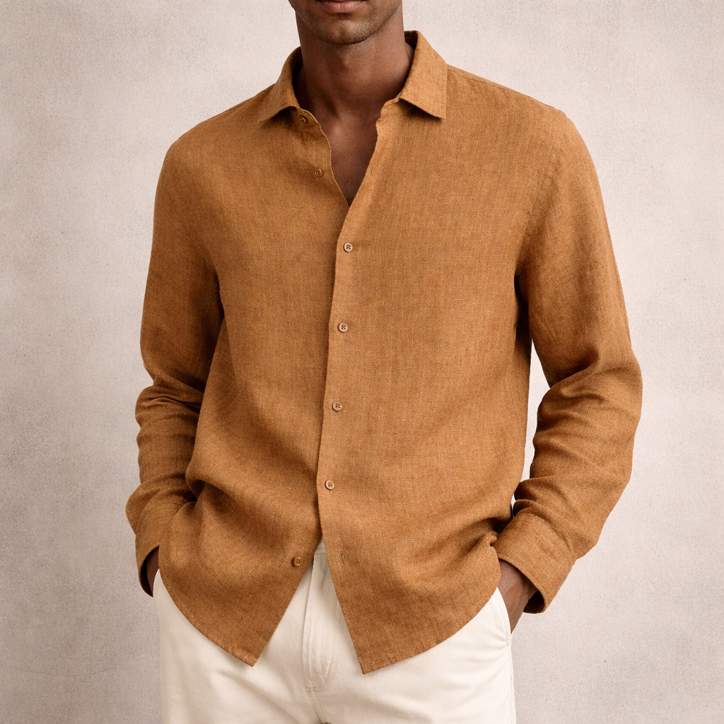 Chemise lin homme | Respirante, manches longues