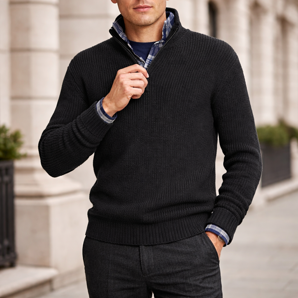 Pull Homme | Fermeture Éclair | Tricot d'Hiver