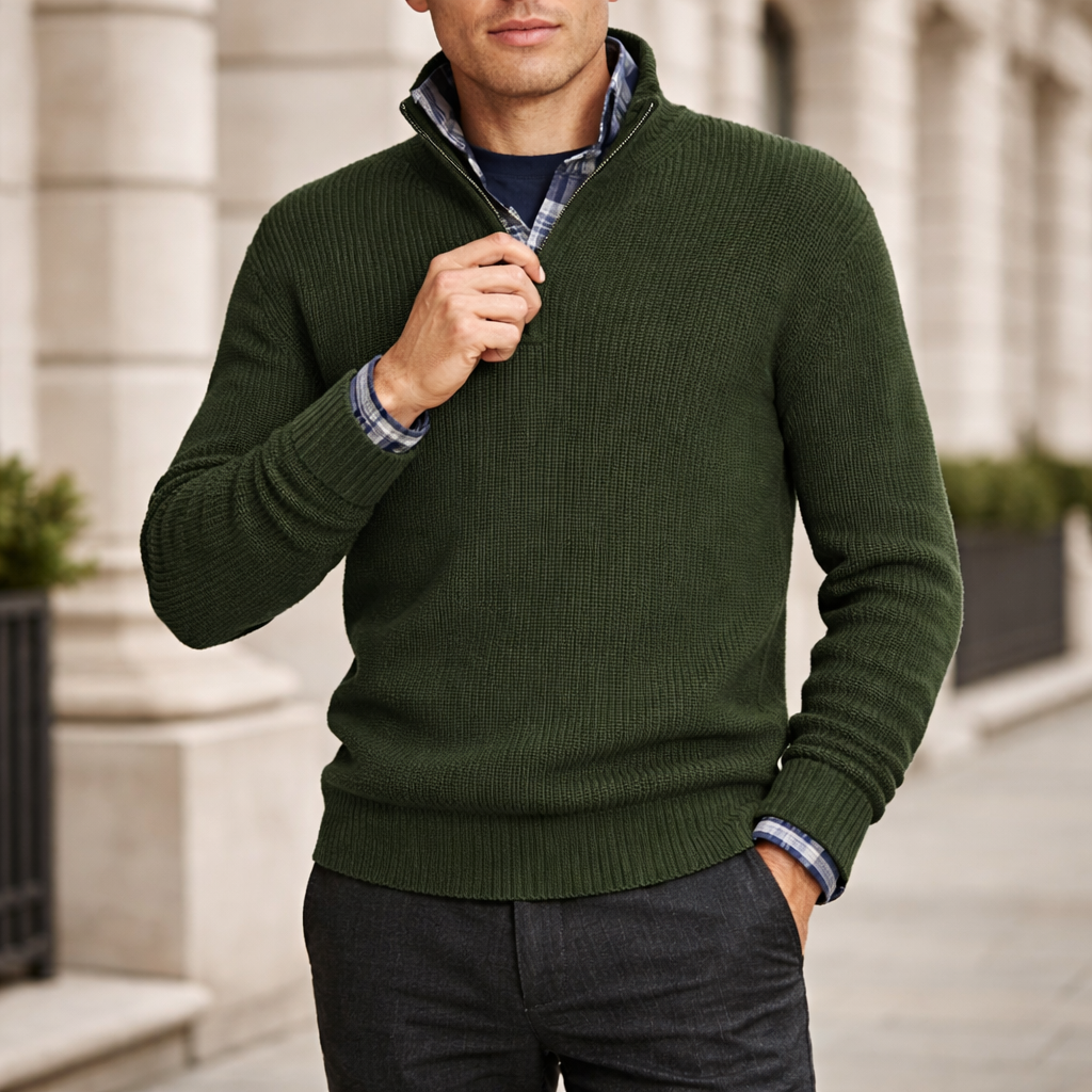 Pull Homme | Fermeture Éclair | Tricot d'Hiver