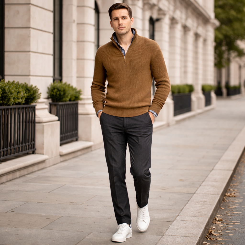 Pull Homme | Fermeture Éclair | Tricot d'Hiver