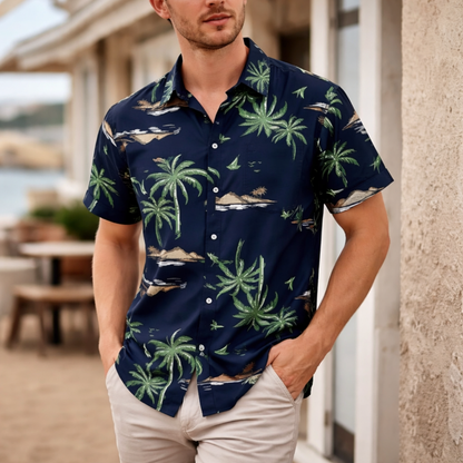 Chemise Homme Imprimé Tropical - Manches Courtes Été