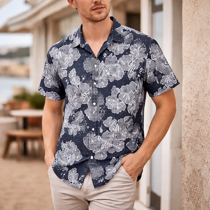 Chemise Homme Imprimé Tropical - Manches Courtes Été