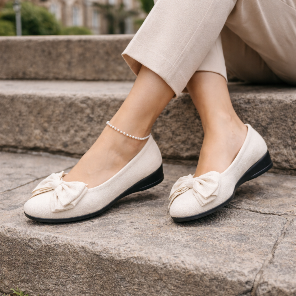 Ballerines femme enfiler nœud style élégant