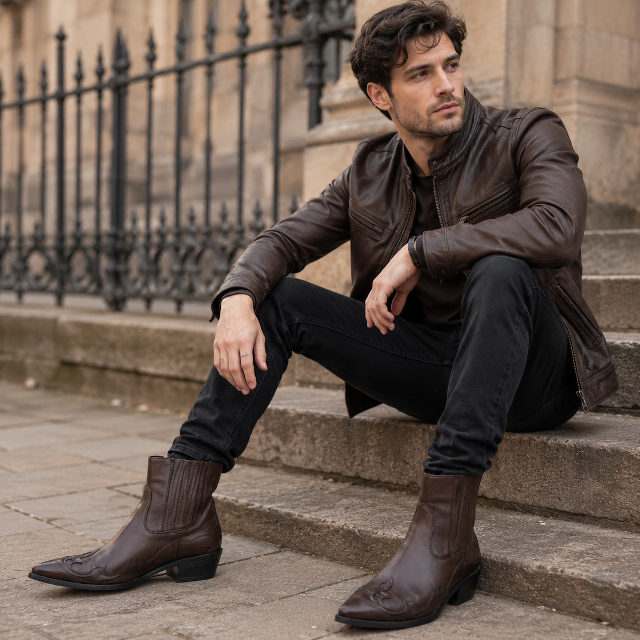 Bottes Cowboy Homme en Cuir Véritable – Style Western Authentique