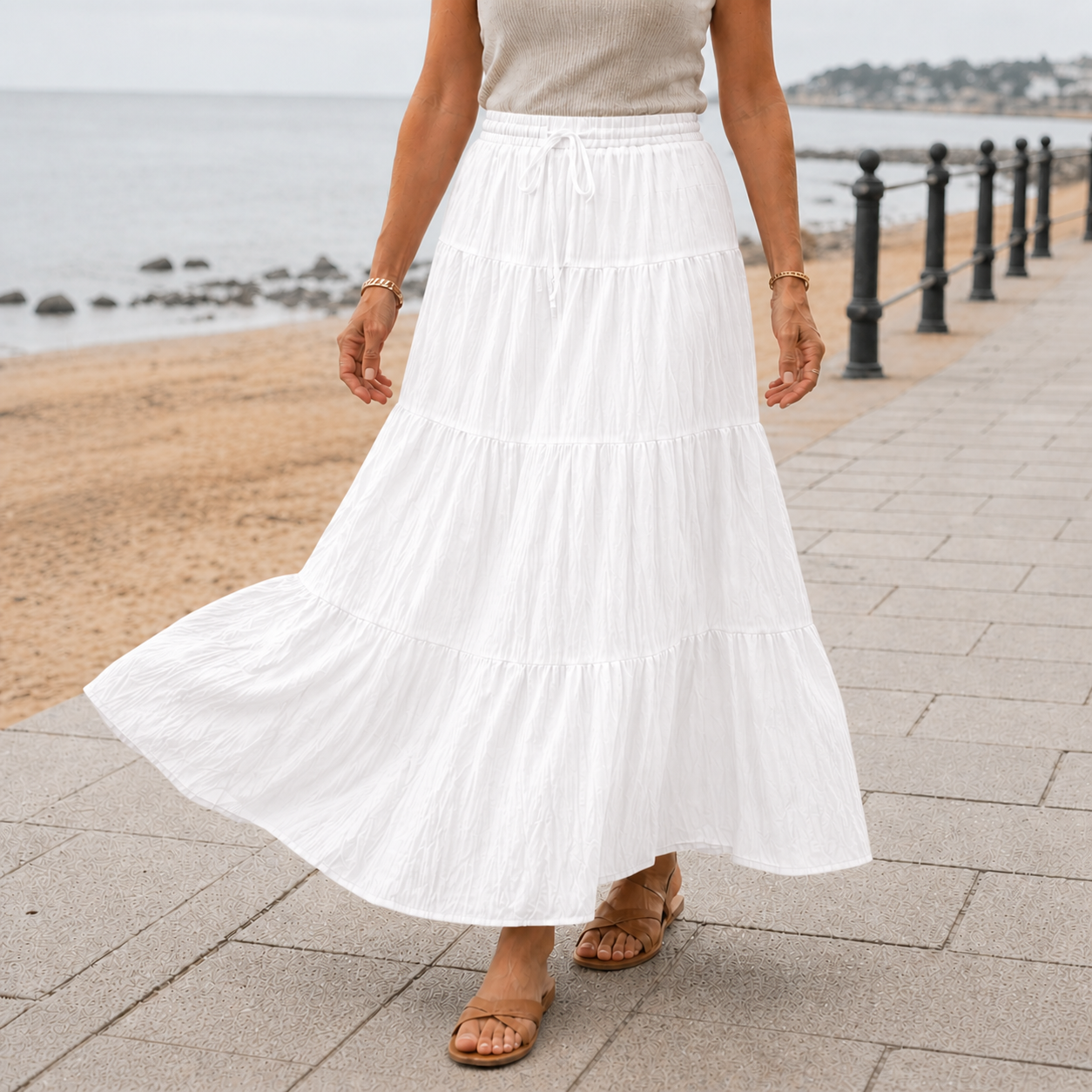 Jupe Maxi | Jupe Plissée Taille Haute Femme | Confortable