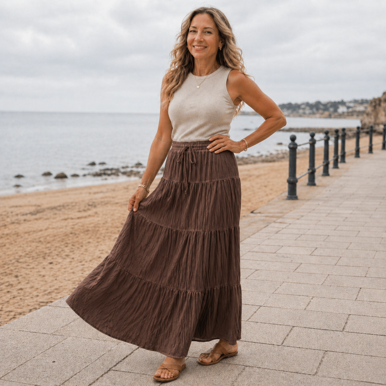 Jupe Maxi | Jupe Plissée Taille Haute Femme | Confortable