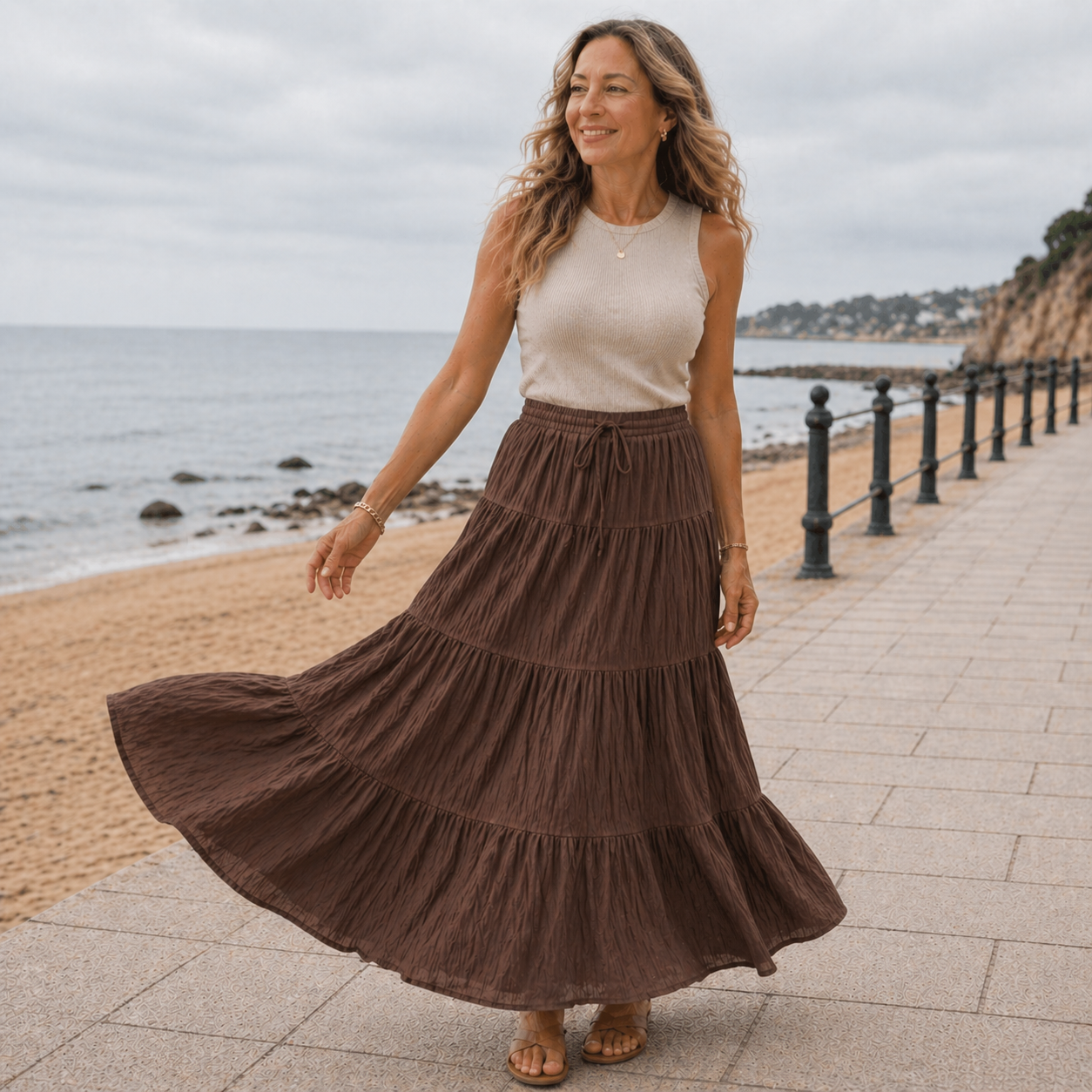 Jupe Maxi | Jupe Plissée Taille Haute Femme | Confortable