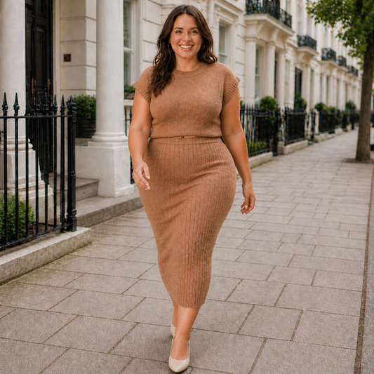 Ensemble Midi Tricot Élégance Décontractée Confort Moderne