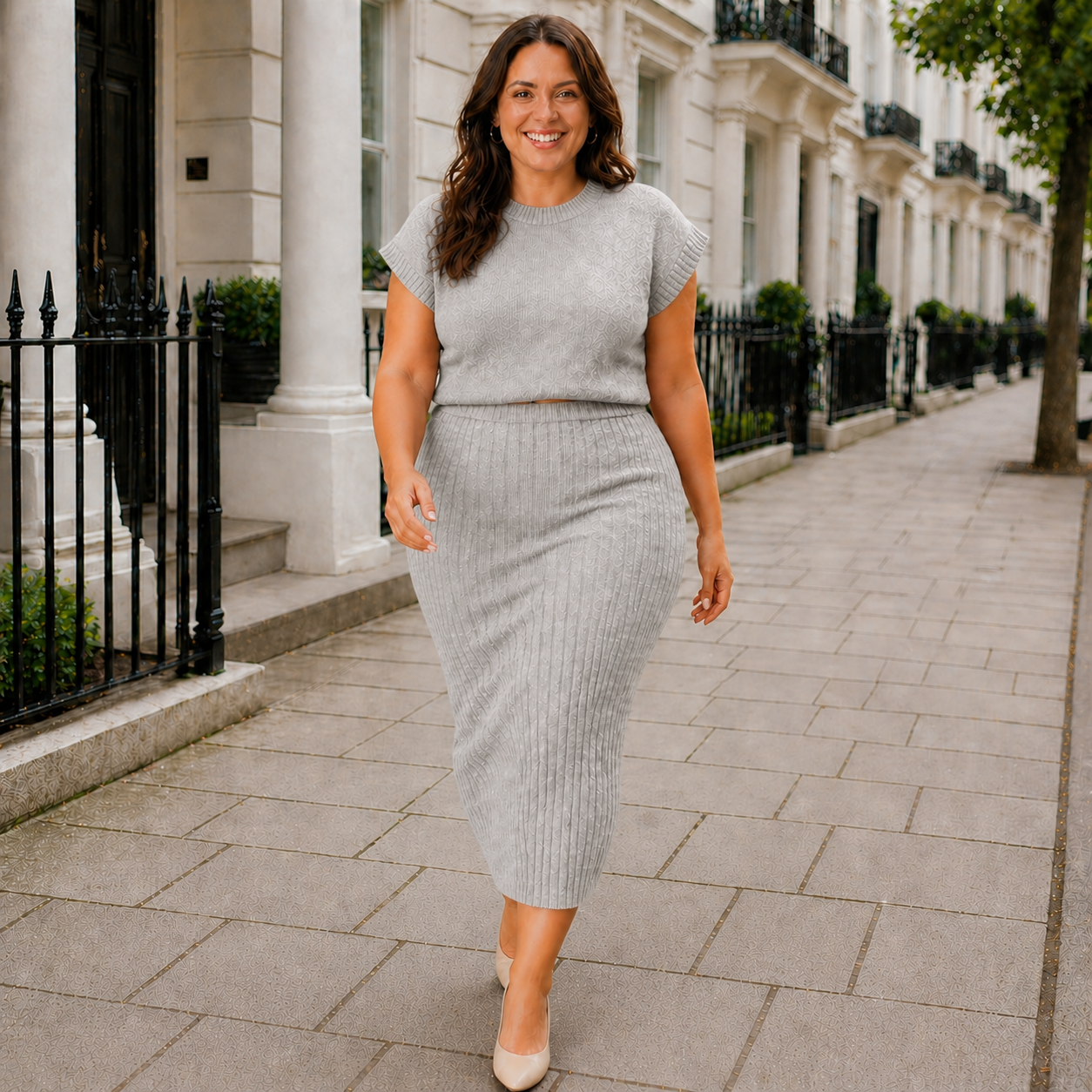 Ensemble Midi Tricot Élégance Décontractée Confort Moderne
