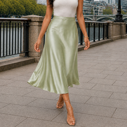 Jupe Midi Taille Haute Style Fluide Confort Assuré
