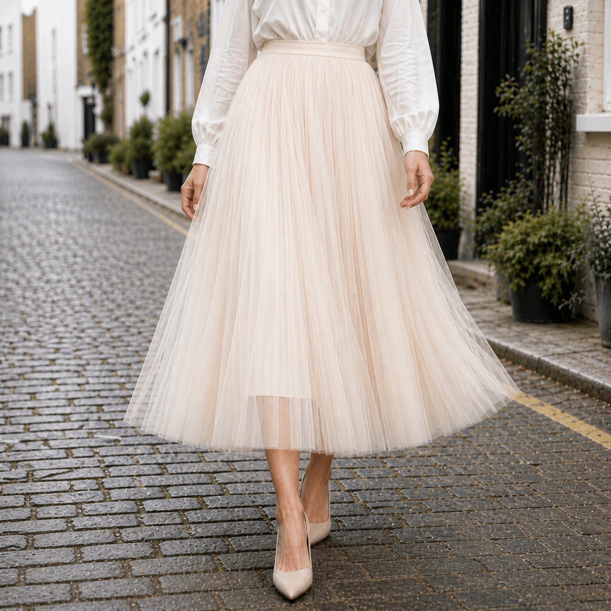 Jupe Midi Taille Haute Design Élégant Confort Assuré