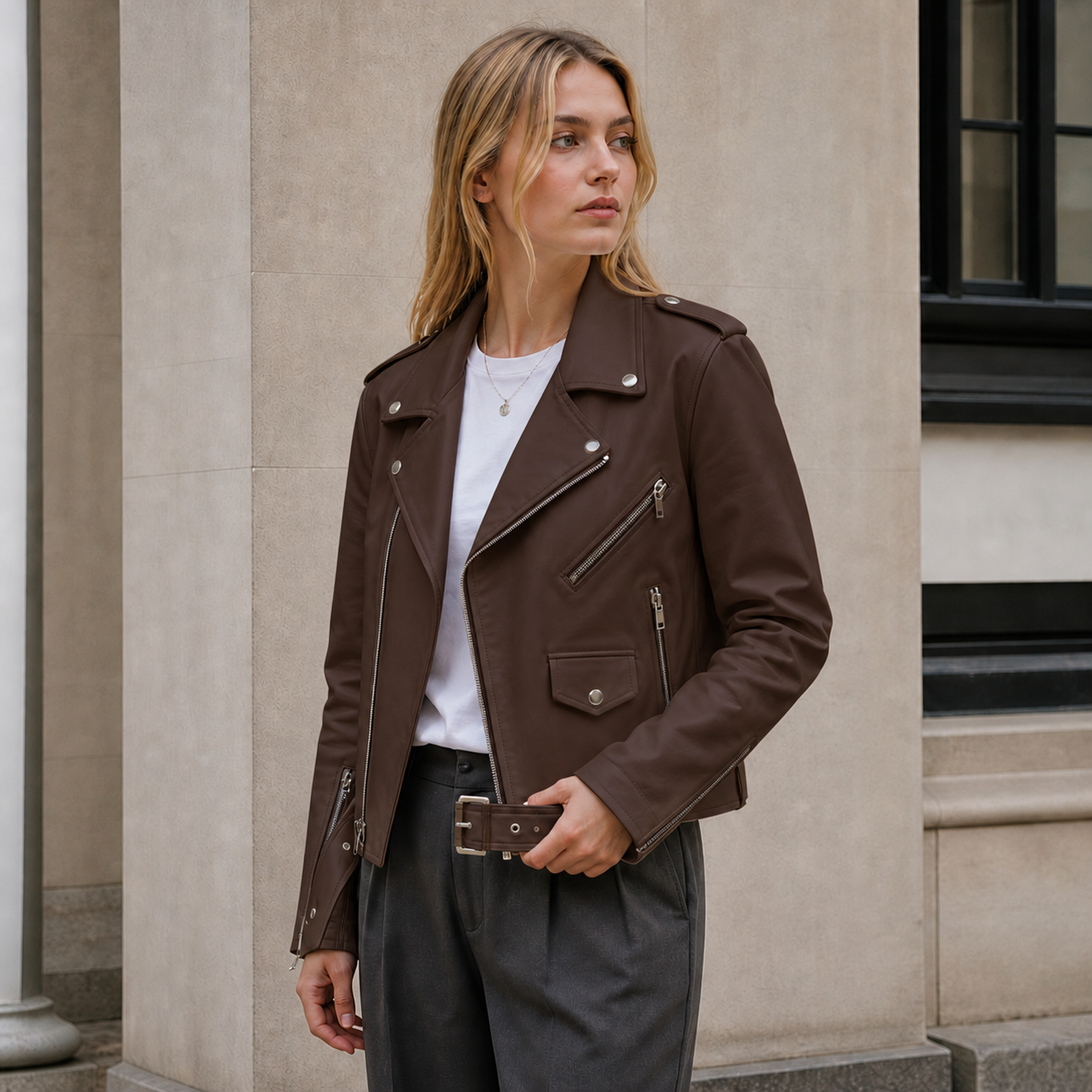 Veste en Cuir Femme Vintage – Élégance et Caractère Assuré
