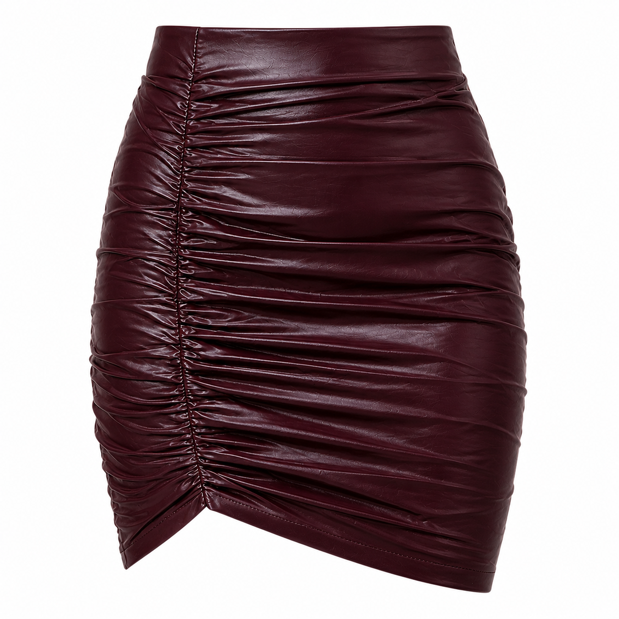 Jupe Midi en Cuir Synthétique | Silhouette Flatteuse | Ourlet Asymétrique