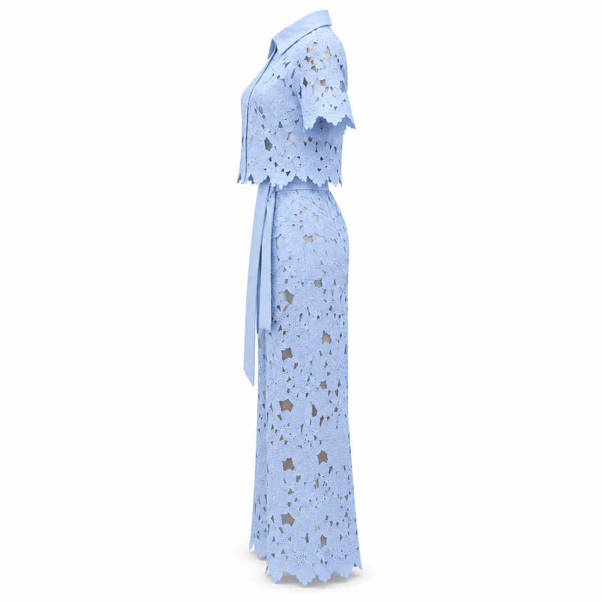 Ensemble deux pièces femme Anni à motif floral ajouré avec pantalon large