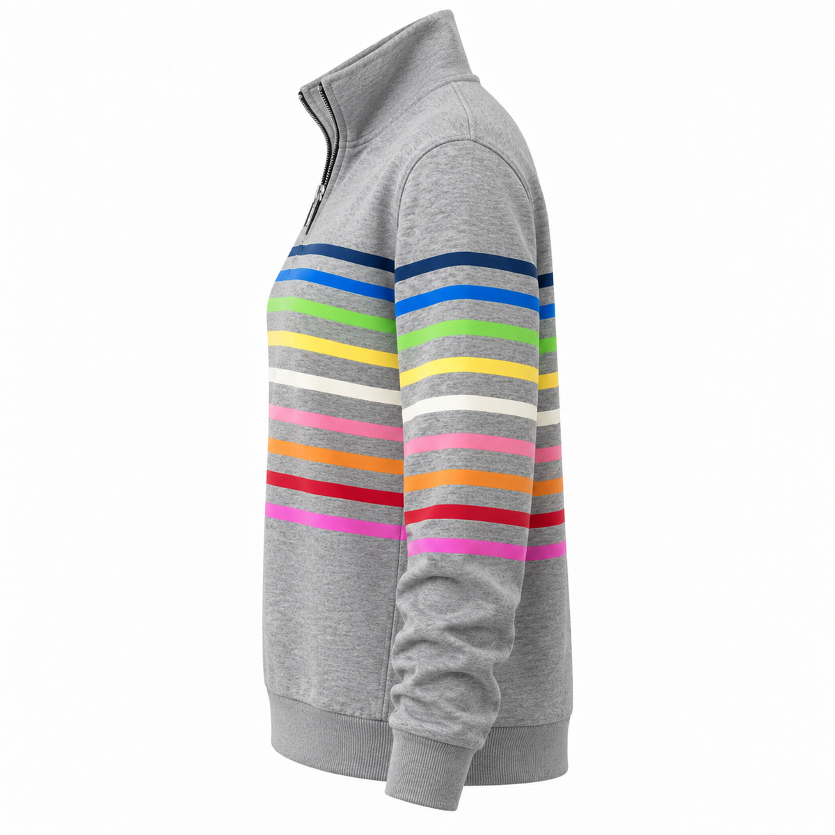 Pull-over rayé | Fermeture éclair quart | Confort doux