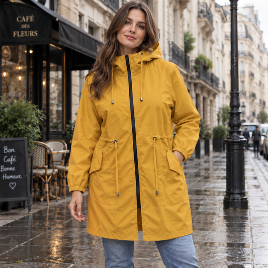 Damen-Regenjacke | Große Größen, leicht | Jacke mit Reißverschluss und Kapuze