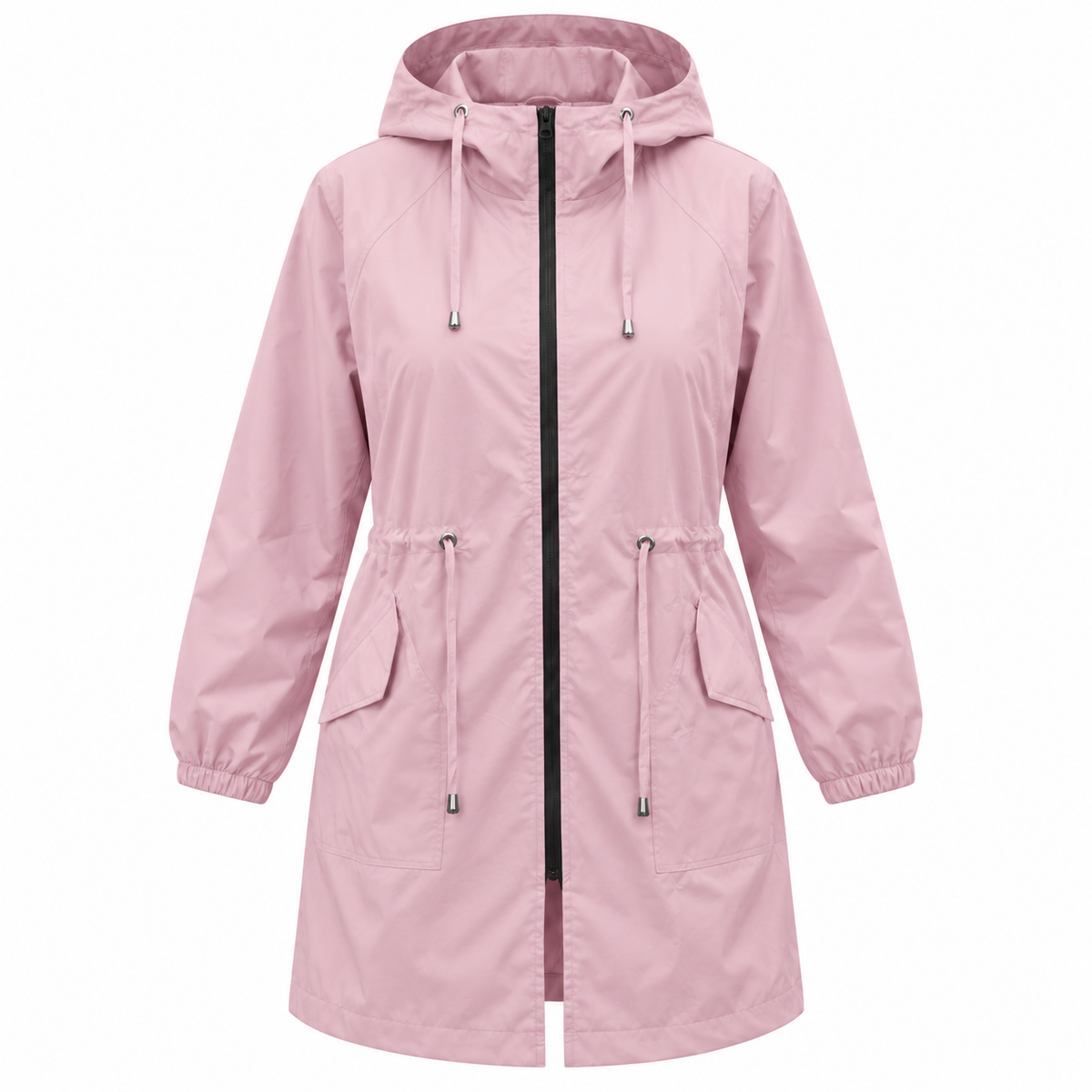 Imperméable femme | Grande taille, léger | Veste zippée à capuche